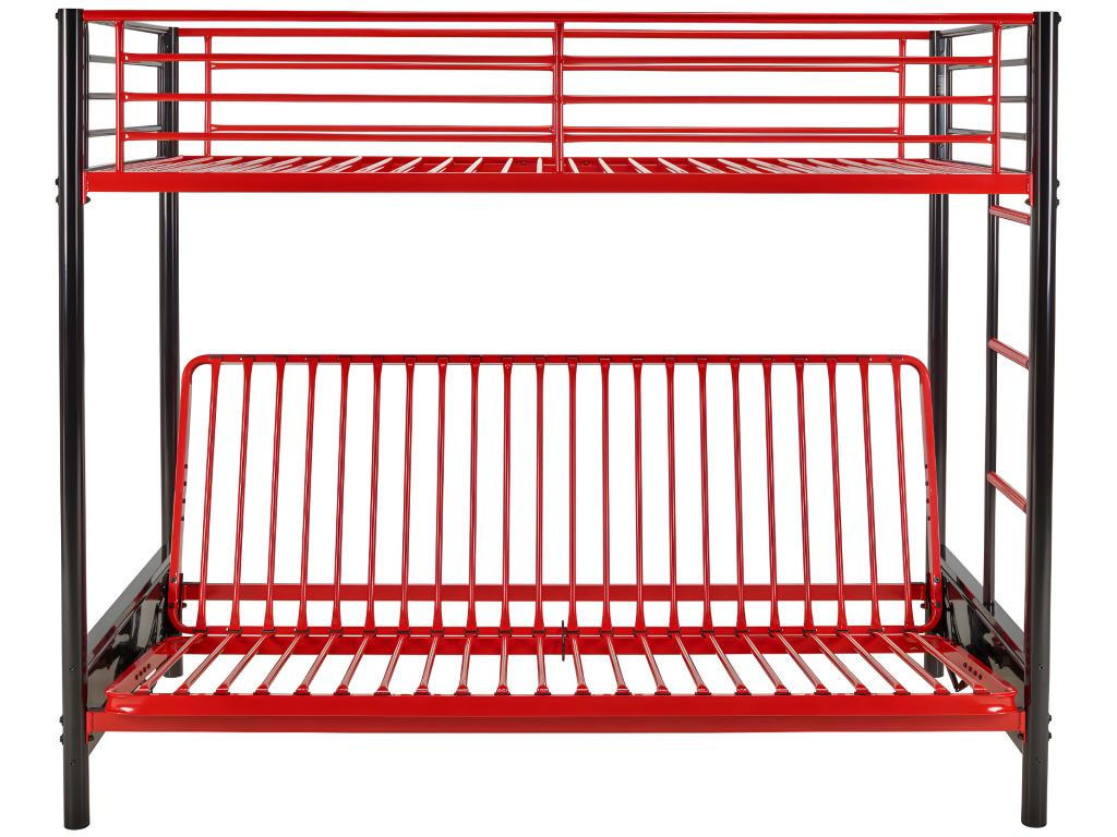 HOCHBETT mit Schlafsofa - 90 x 190 cm - Metall - Rot & Schwarz - MODULO V - Hellrot/Schwarz, Metall - Vente-Unique