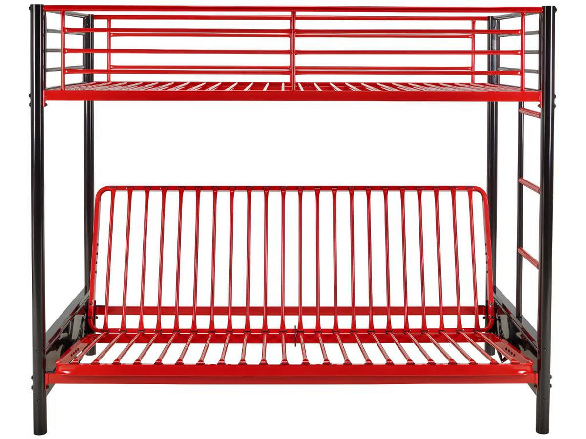 HOCHBETT mit Schlafsofa - 90 x 190 cm - Metall - Rot & Schwarz - MODULO V - Hellrot/Schwarz, Metall - Vente-Unique