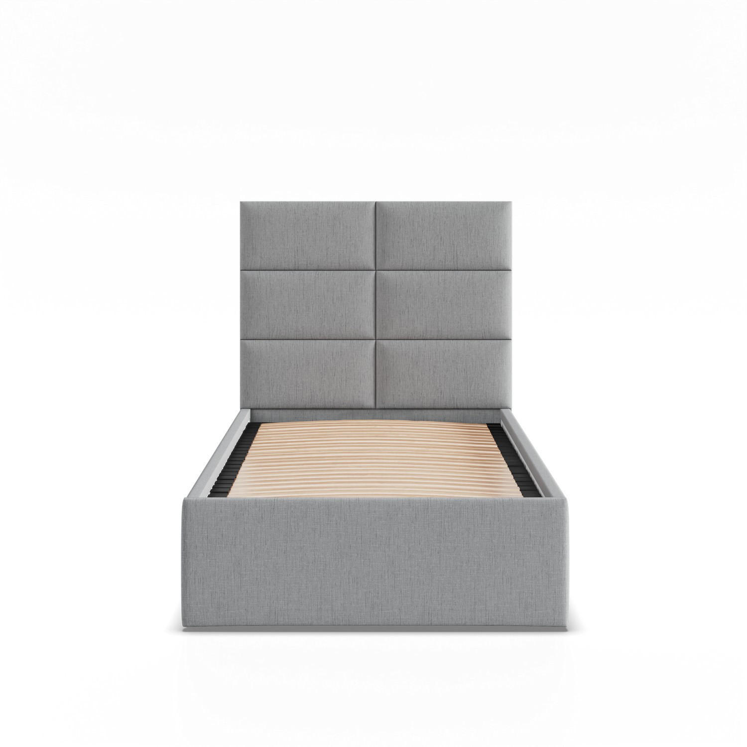 POLSTERBETT MIT KOPFTEIL 90x200 ohne Bettkasten YORK, Grau - Hellgrau, Textil (90/200cm) - Mebligo