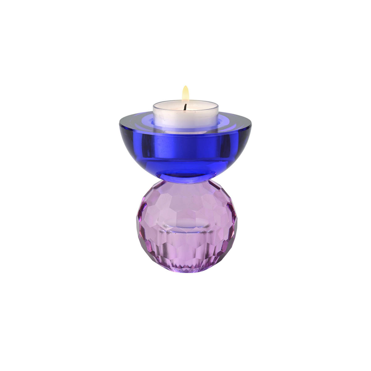 KERZENHALTER Sari Kugel Cabochon, Glas, Flieder / Blau, H 9 cm - Lila, Glas (12/9/9cm) - Gift Company