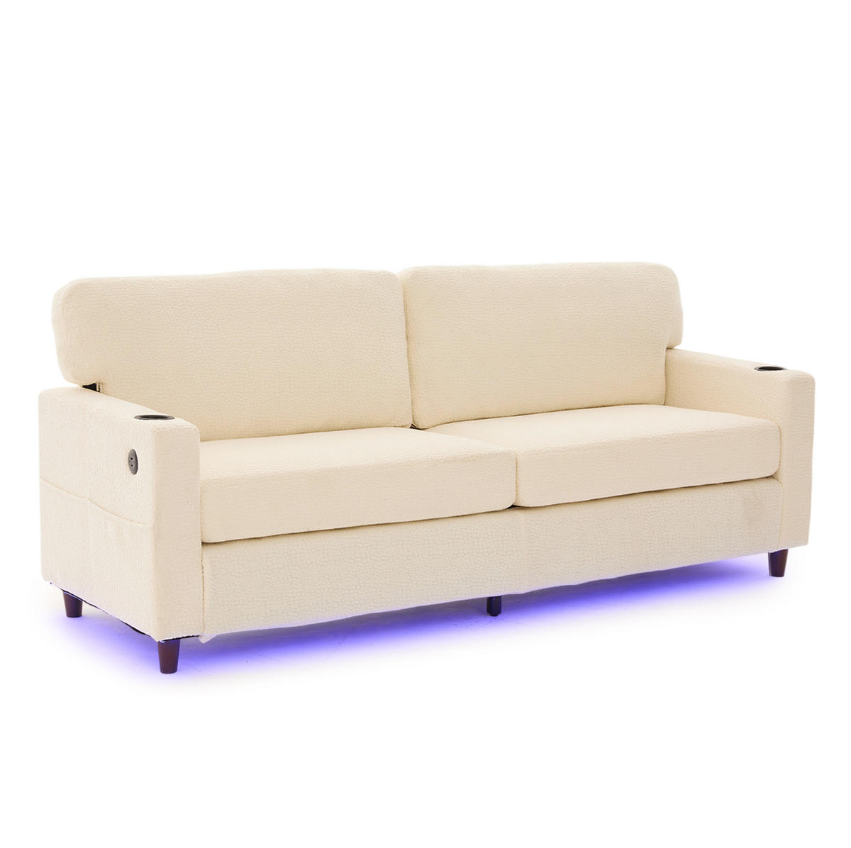 SOFA Zweisitzer mit USB-C 203 x 77,5 x 86 cm Chenille Beige - Beige, Kunststoff (203/86/77.5cm) - Meubliv