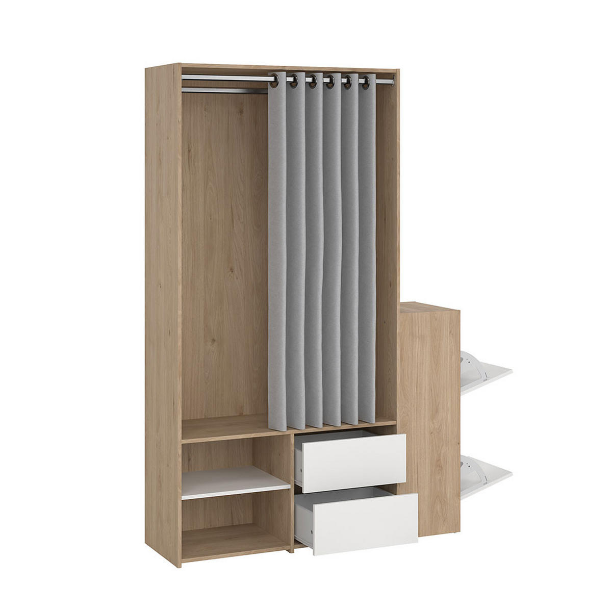 KLEIDERSCHRANK Kimmy Walnussfarben 128/41/198 cm - Walnussfarben/Weiß, Holzwerkstoff (128/198/41cm) - ebuy24