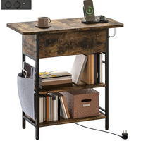 BEISTELLTISCH 60/58,5/29,8 cm Rustikal Braun aus Holz mit Steckdosenleiste - Braun, Holzwerkstoff (60/29.8/58.5cm) - OKMYHOME