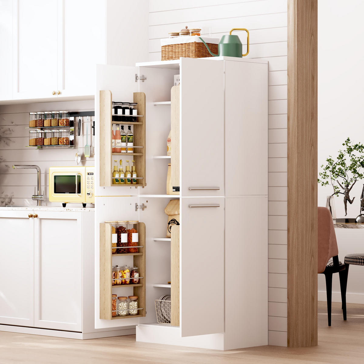 BUFFET 42/76/180 cm Weiß aus MDF mit verstellbaren Böden - Weiß, Holzwerkstoff (42/180/76cm) - OKWISH