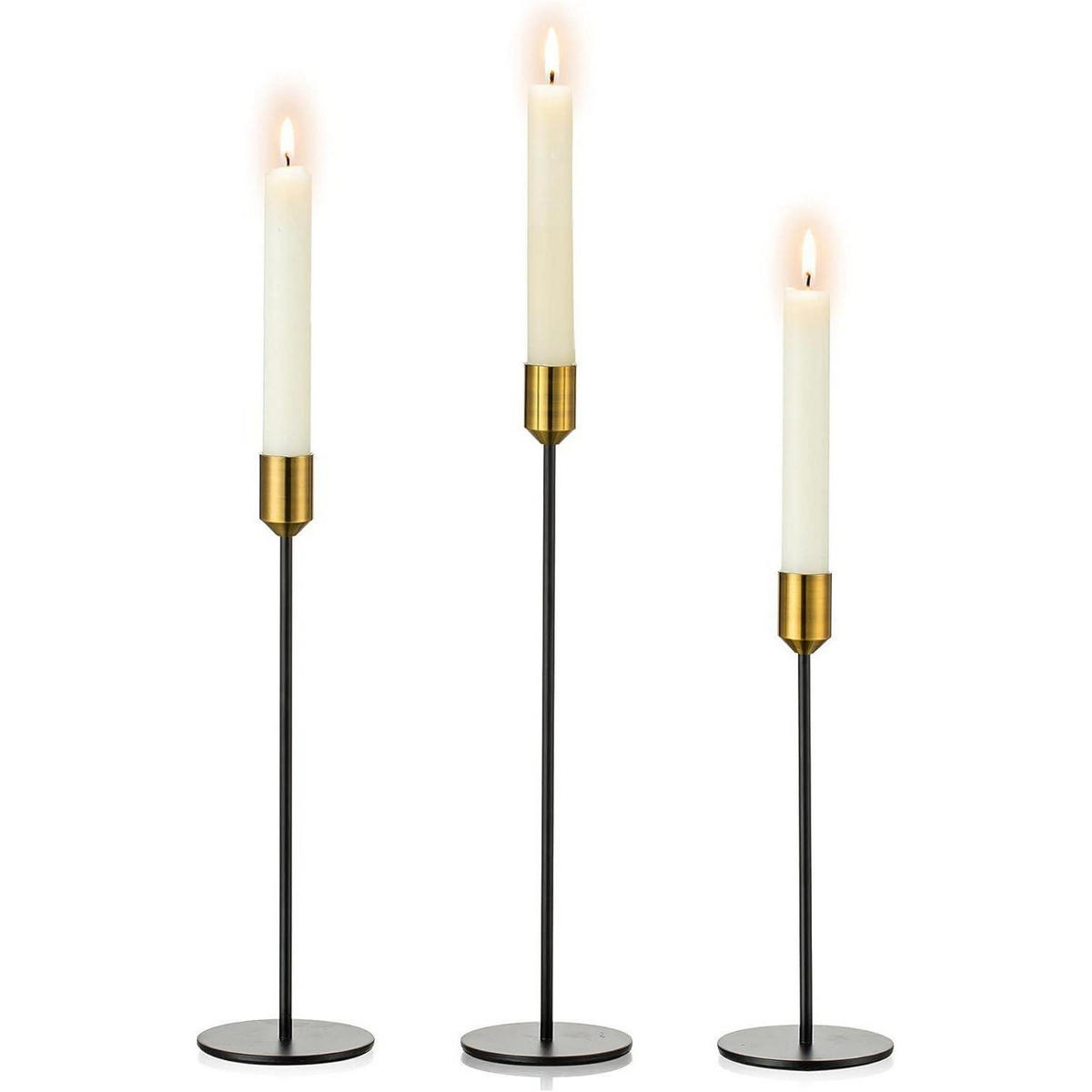 KERZENSTÄNDER 3er-Set Gold & Schwarz Metall - Multicolor, Metall (5/5/10cm)