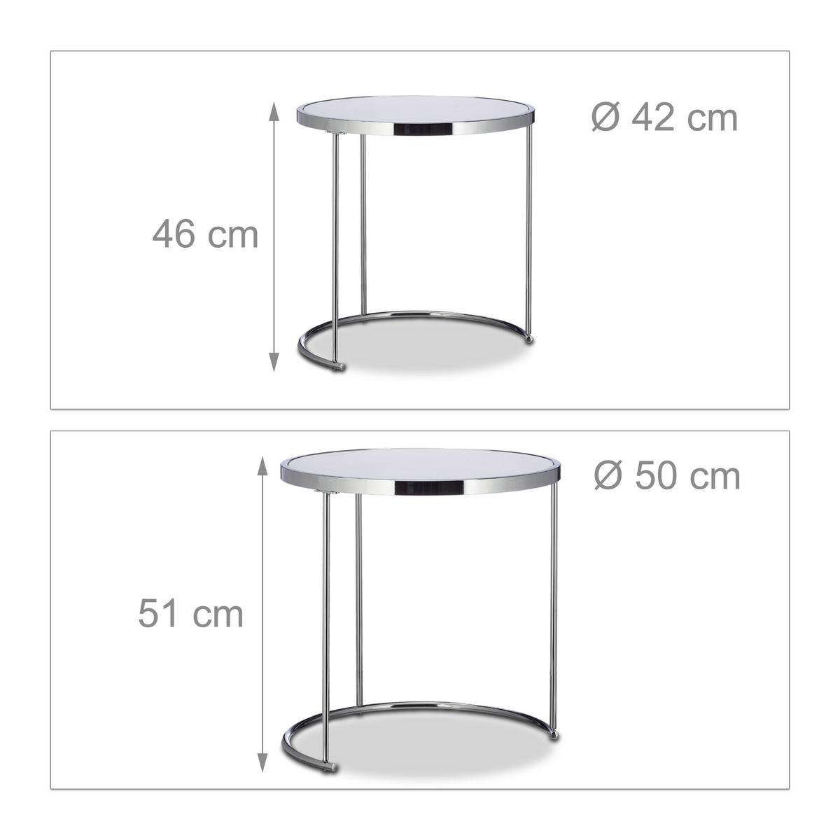 SATZTISCHE - Multicolor, Glas/Metall (50/50/51cm) - Relaxdays