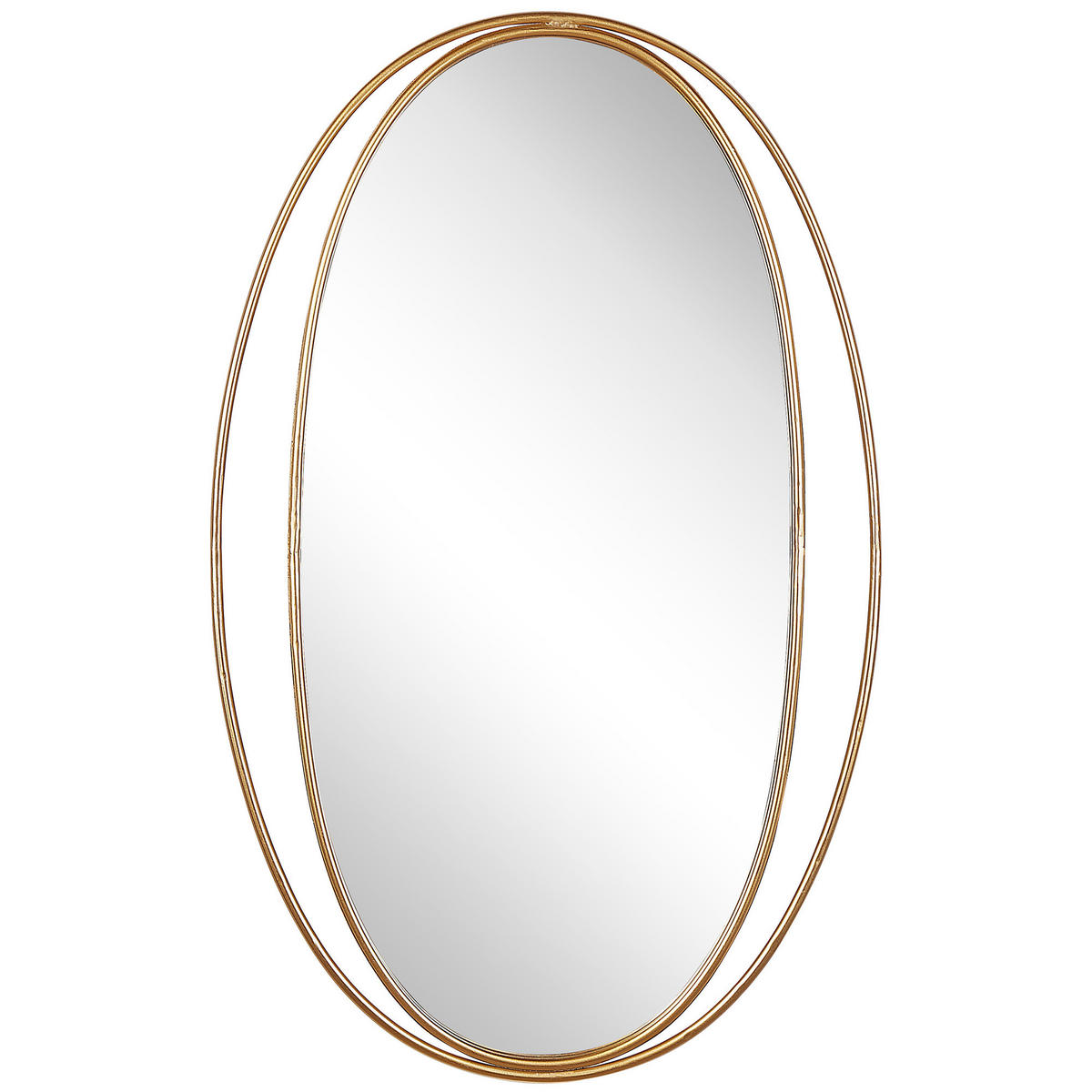 WANDSPIEGEL gold oval 90/55 cm BESSON Besson - Goldfarben, Metall (53/90/3cm) - Beliani