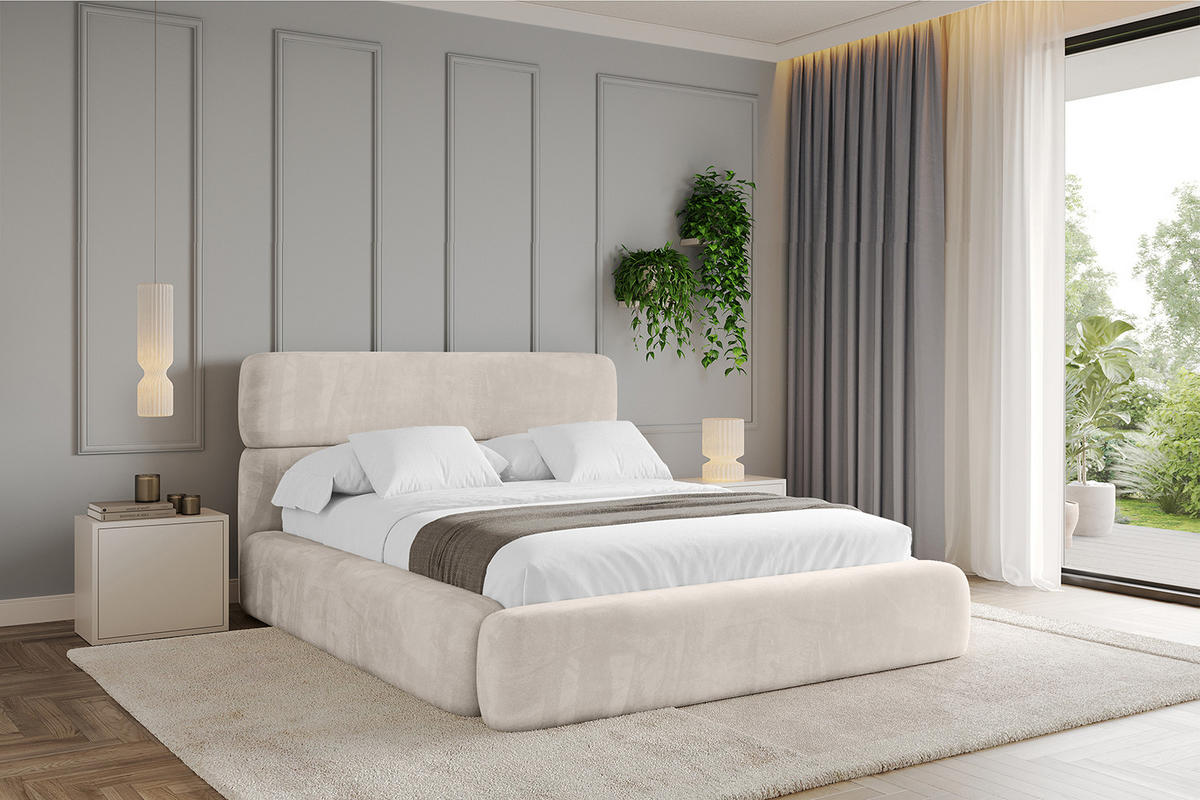 POLSTERBETT mit Bettkasten und Lattenrost, Bett mit Matratze H3/H4 - ENORA 120x200 Beige - Beige, Holzwerkstoff/Textil (120/200cm) - ALTDECOR