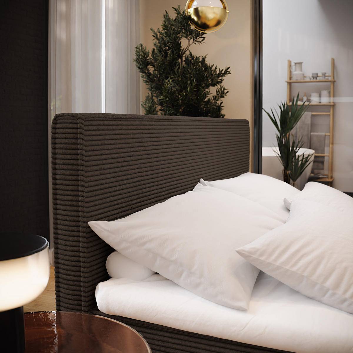 BOXBETT PELLIO 180x200 cm mit Matratze und Topper - Braun - Braun, Holz (180/200cm) - MASSENO