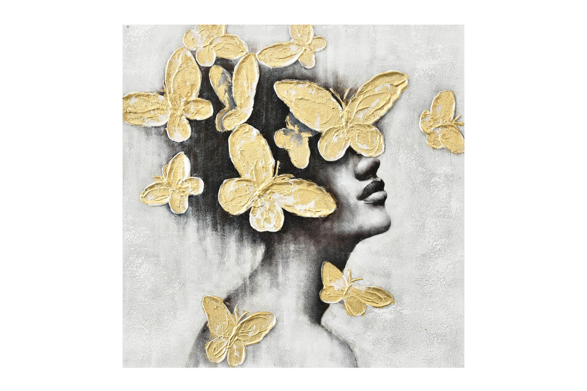 ACRYLBILD HANDGEMALT 60/60 cm - Goldfarben/Grau, Holz/Textil (60/60cm) - KUNSTLOFT