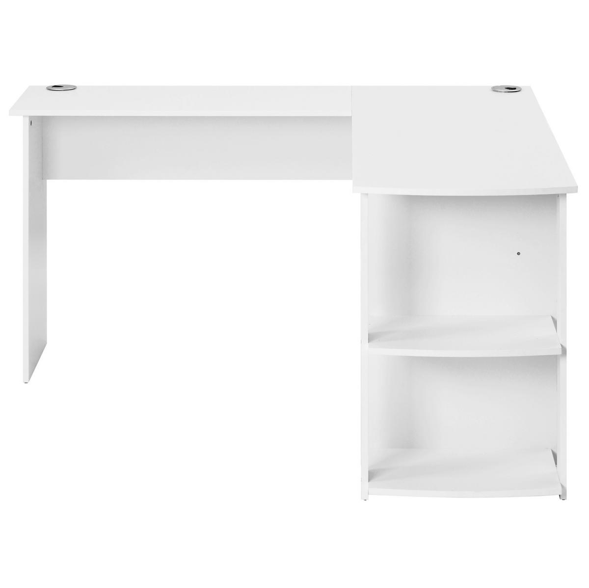 ECKSCHREIBTISCH 140/50/75 cm weiß mit 2 Ablagen L-förmig - Weiß, Holzwerkstoff (140/140/75cm) - OKWISH