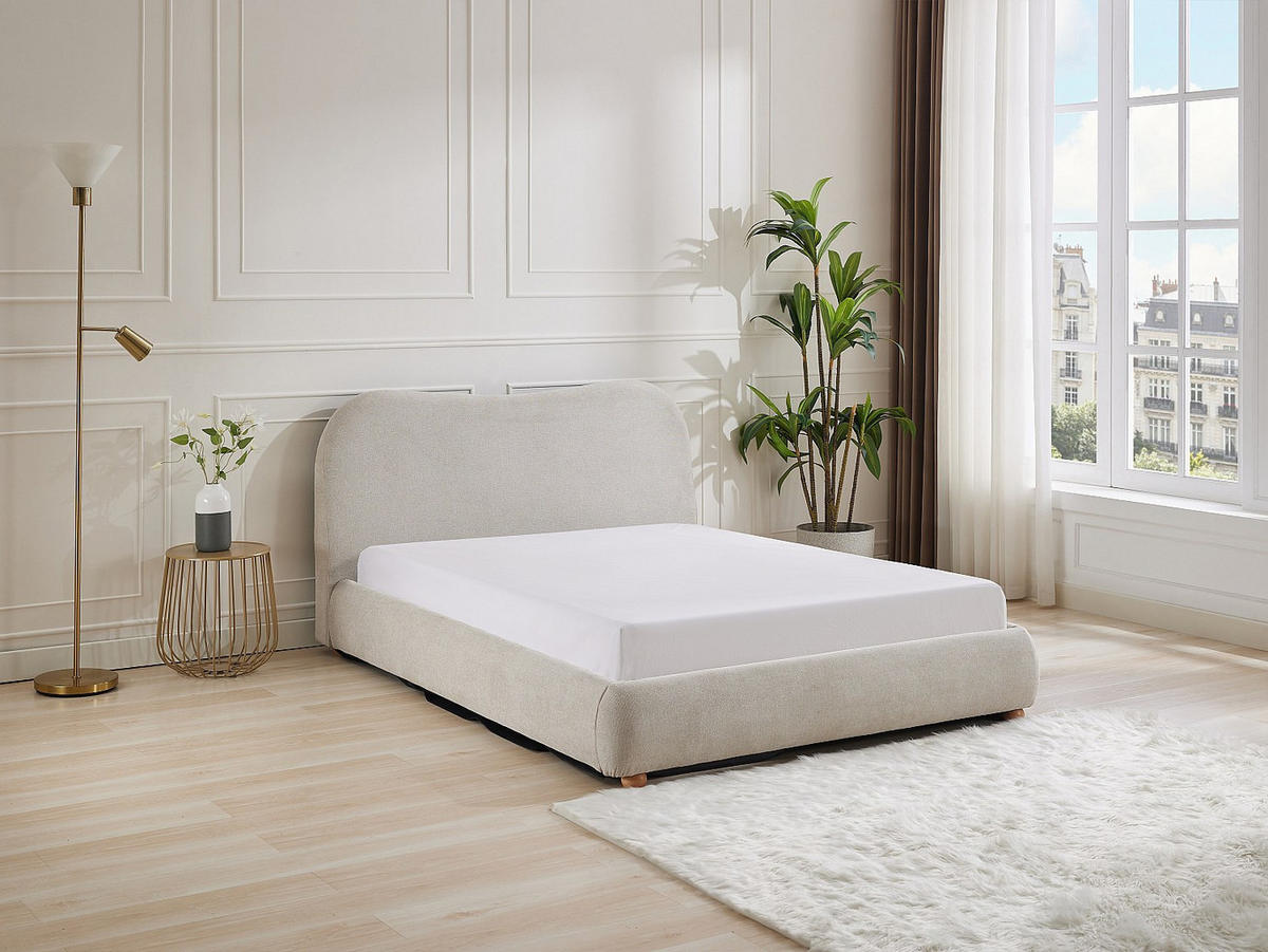 BETT mit Bettkasten - 2 Personen - Stoff - Beige - - Beige, Textil (140/190cm) - Vente-Unique