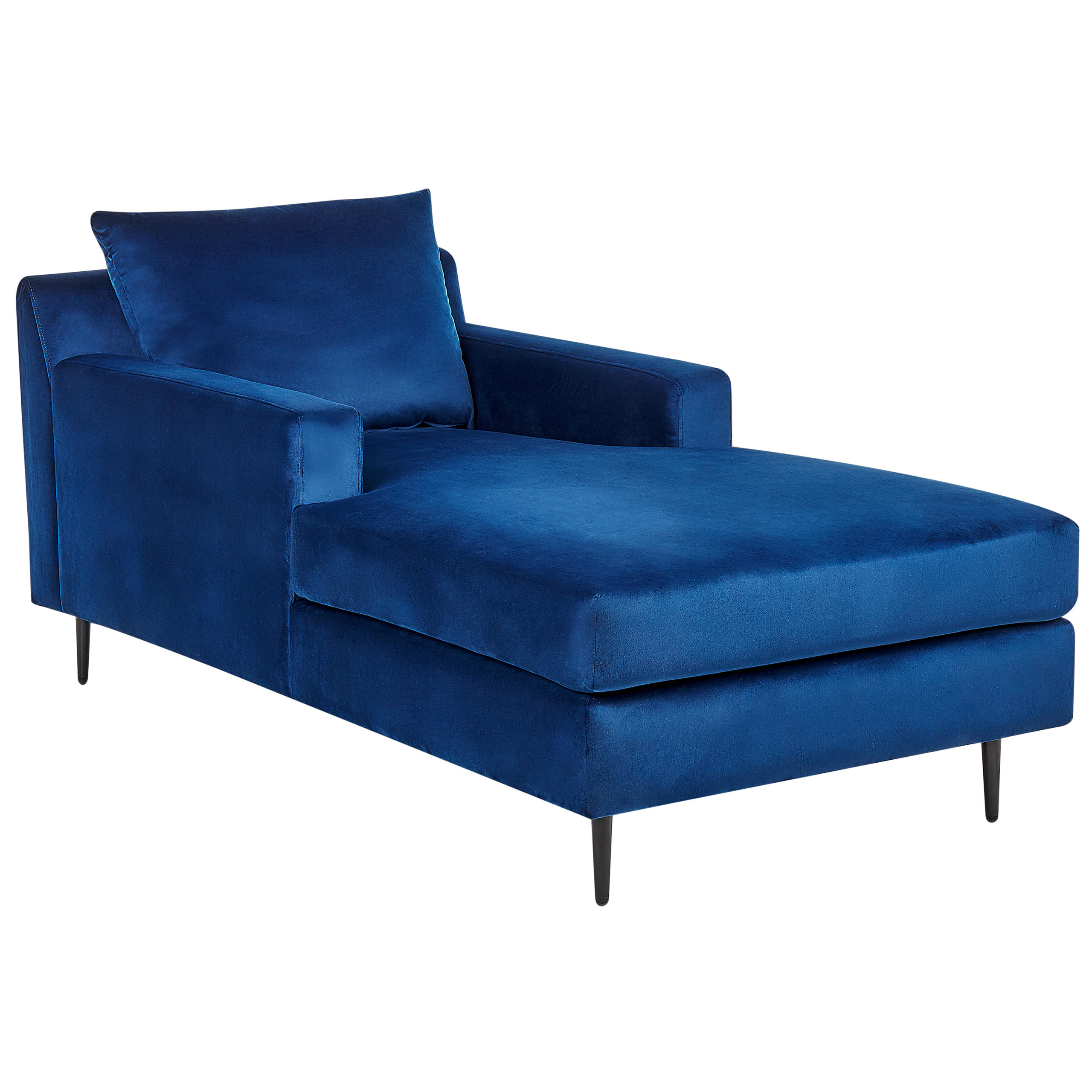 CHAISELONGUE Samtstoff Marineblau/schwarz Gueret - Blau/Schwarz, Textil (120/73/165cm) - Beliani