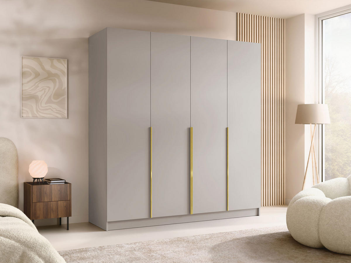 KLEIDERSCHRANK Santi I - Kaschmir/Goldfarben, Holzwerkstoff/Metall (200/215/58cm) - MIRJAN24