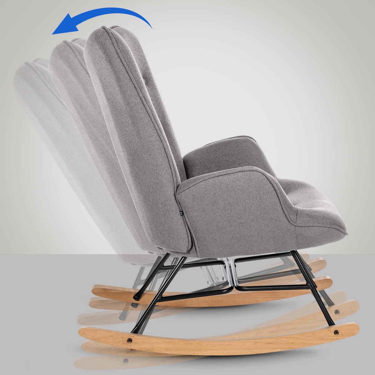 SCHAUKELSTUHL Stoff grau - Grau, Textil/Metall (71/98/88cm) - CLP