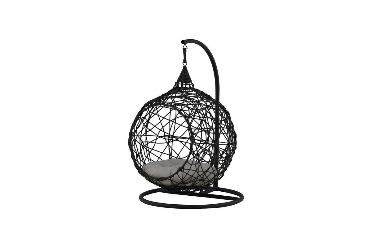 HÄNGESESSEL LEXI Schwarz 58x58x94 cm - Schwarz, Metall (58/94/58cm) - FURNLUX