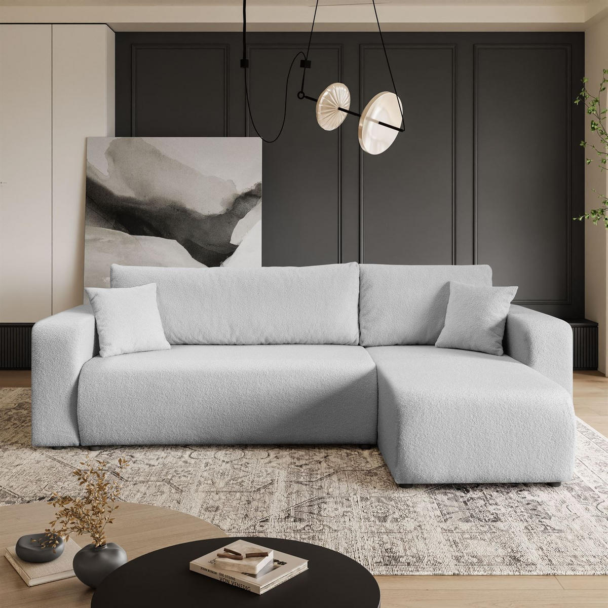 ECKSOFA VESPO L mit Schlaffunktion und Bettkasten - Grau, Textil (247/143cm) - Lookway