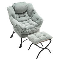 SESSEL-SET mit Hocker Flanellbezug, Seitentasche 70/64/95 cm Hellgrün - Hellgrün, Textil (69.9/95/64cm) - Redom