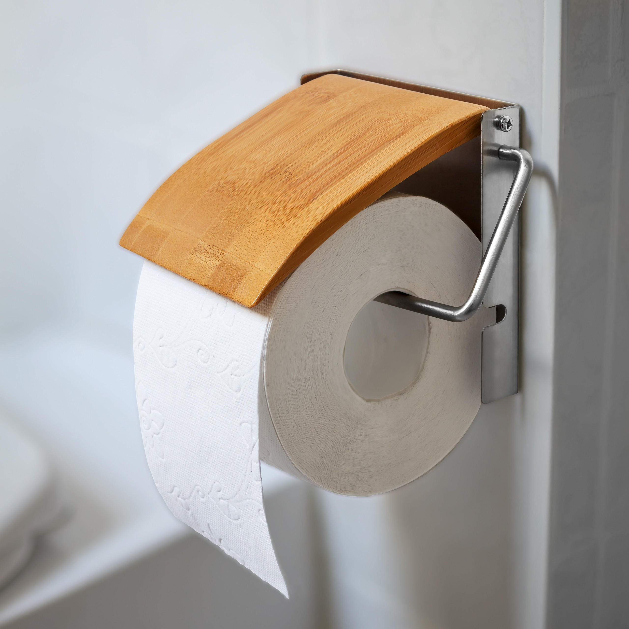 TOILETTENPAPIERHALTER - Hellbraun, Holz/Metall (14.5/13.5/2.5cm) - Relaxdays