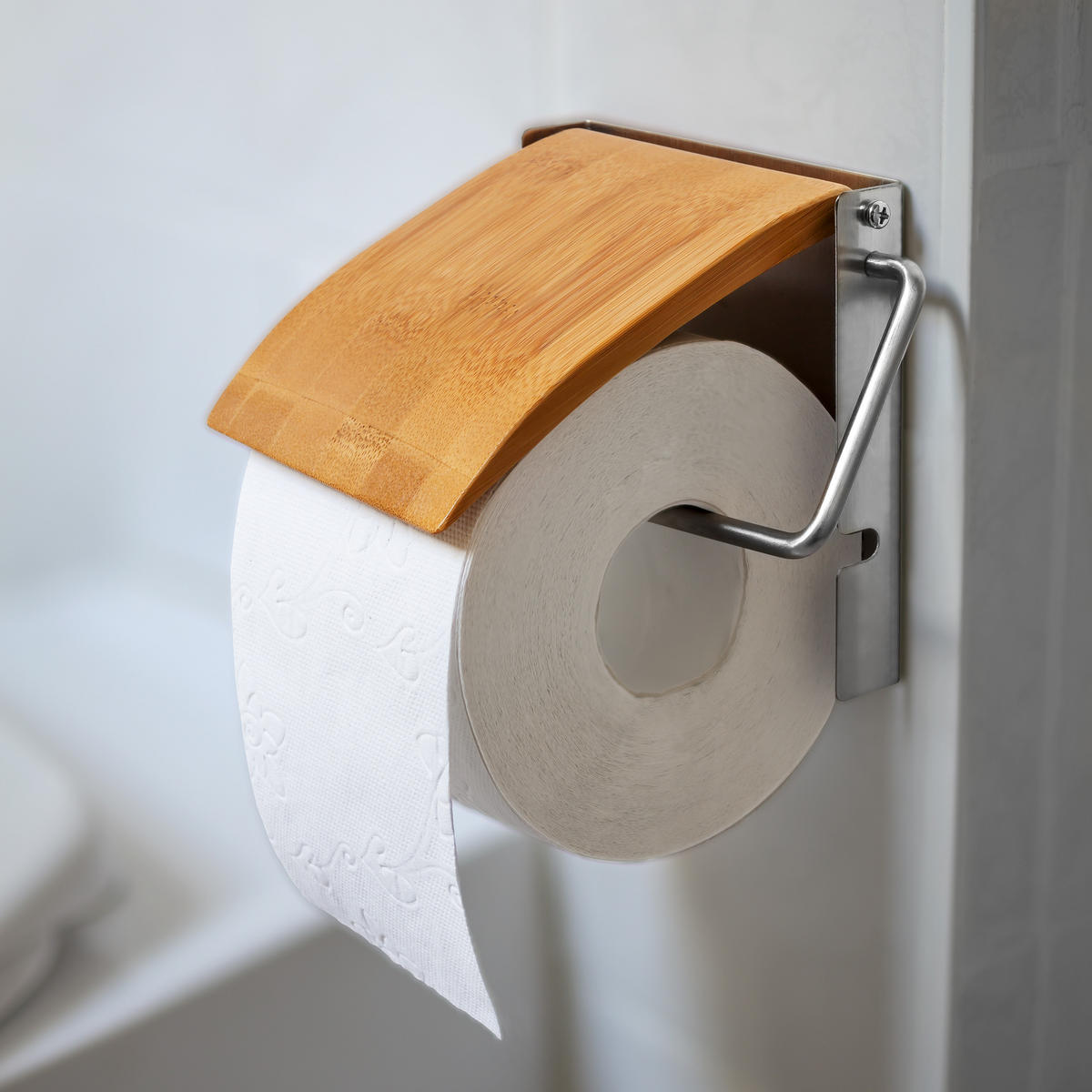 TOILETTENPAPIERHALTER - Hellbraun, Holz/Metall (14.5/13.5/2.5cm) - Relaxdays