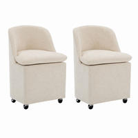 ESSZIMMERSTUHL 2er-Set mit Rollen Beige Chenille - Beige, Metall (53/78.5/53.5cm) - Meubliv