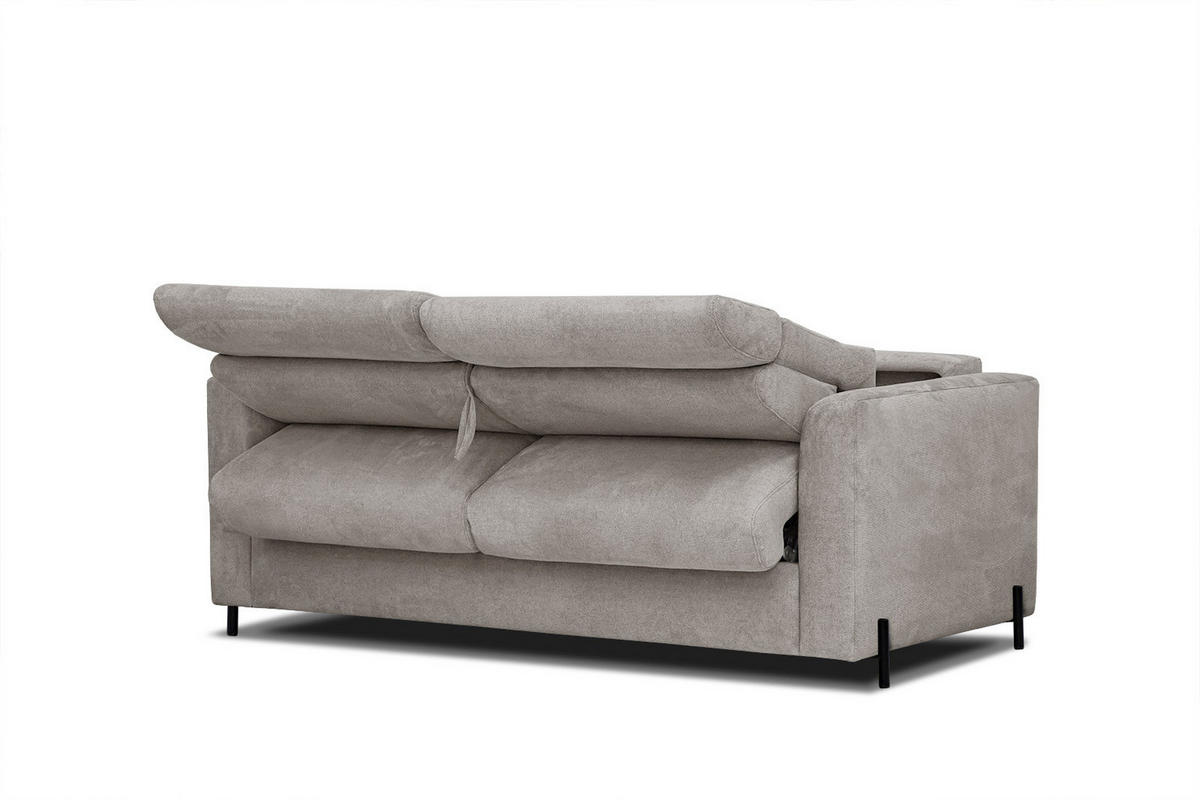 SOFA MEZO 3-Sitzer mit Schlaffunktion, taupe - Taupe/Schwarz, Holz/Textil (232/90/107cm) - Courtois Laville