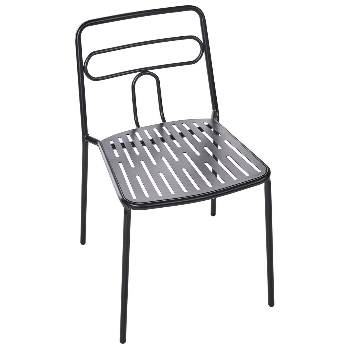 GARTENSTUHL 2er-Set Metall Schwarz Agerola - Schwarz, Metall (48/78/48cm) - Beliani