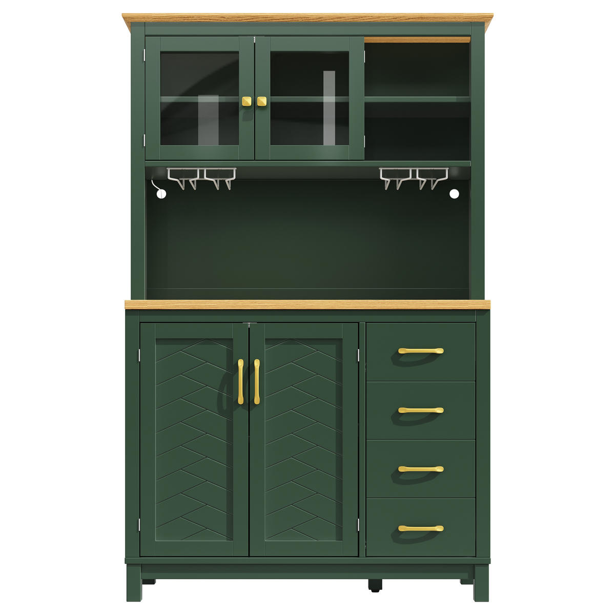 BUFFET DE-38433 105/40/180 cm mit LED-Beleuchtung und 4 Türen Grün - Grün, Holzwerkstoff (105.5/180/40cm) - ComfortXL