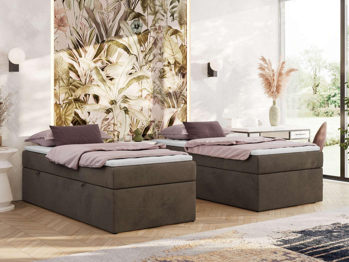 BOXBETT ZERO 90/200 - Braun Velvet - H4 - Topper Visco - Braun, Textil (90/200cm) - MKS