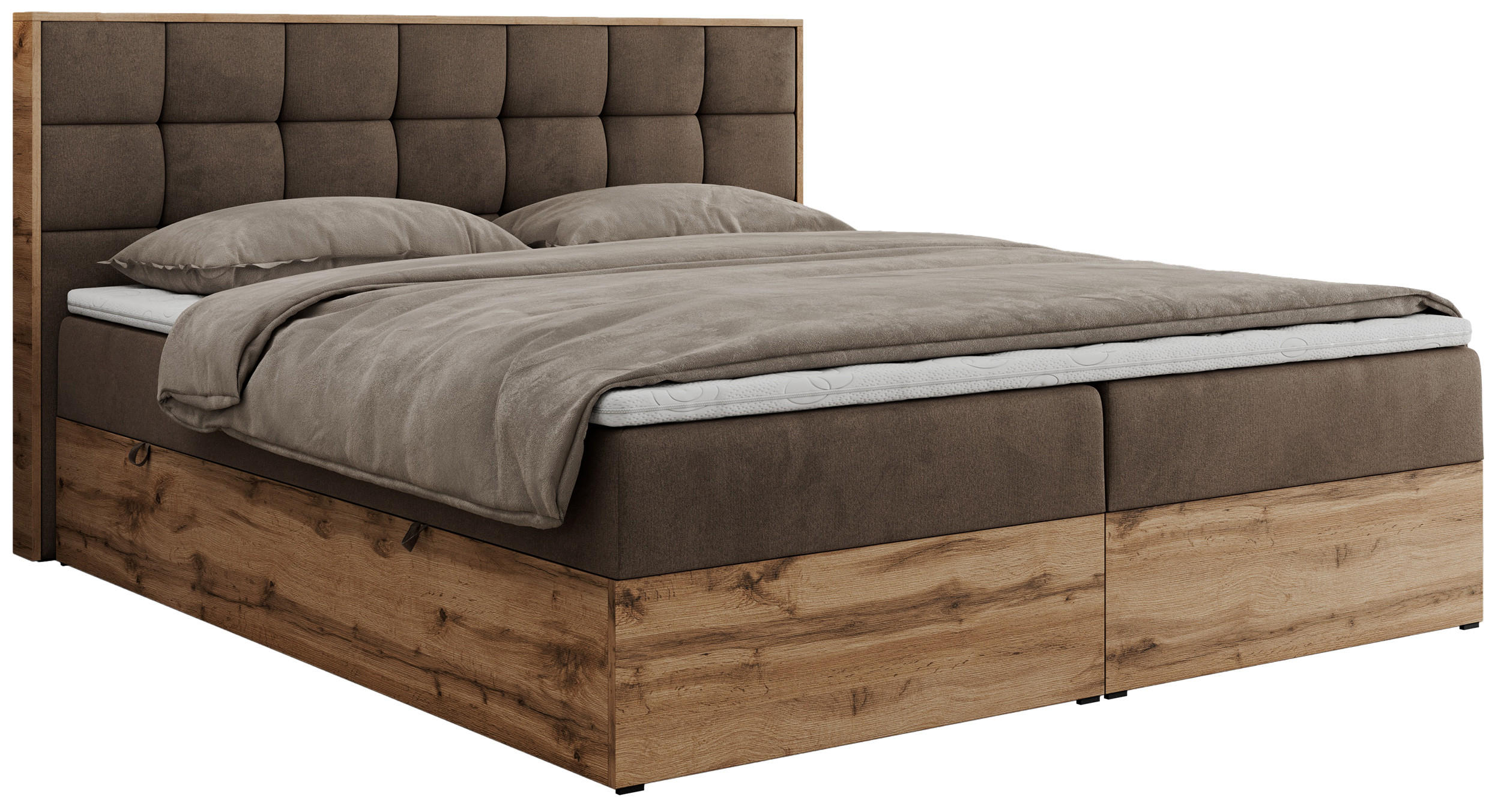 BOXBETT ALBERO 1 - 160/200 Braun Velvet - H3 - Braun, Holz/Textil (160/200cm) - MKS