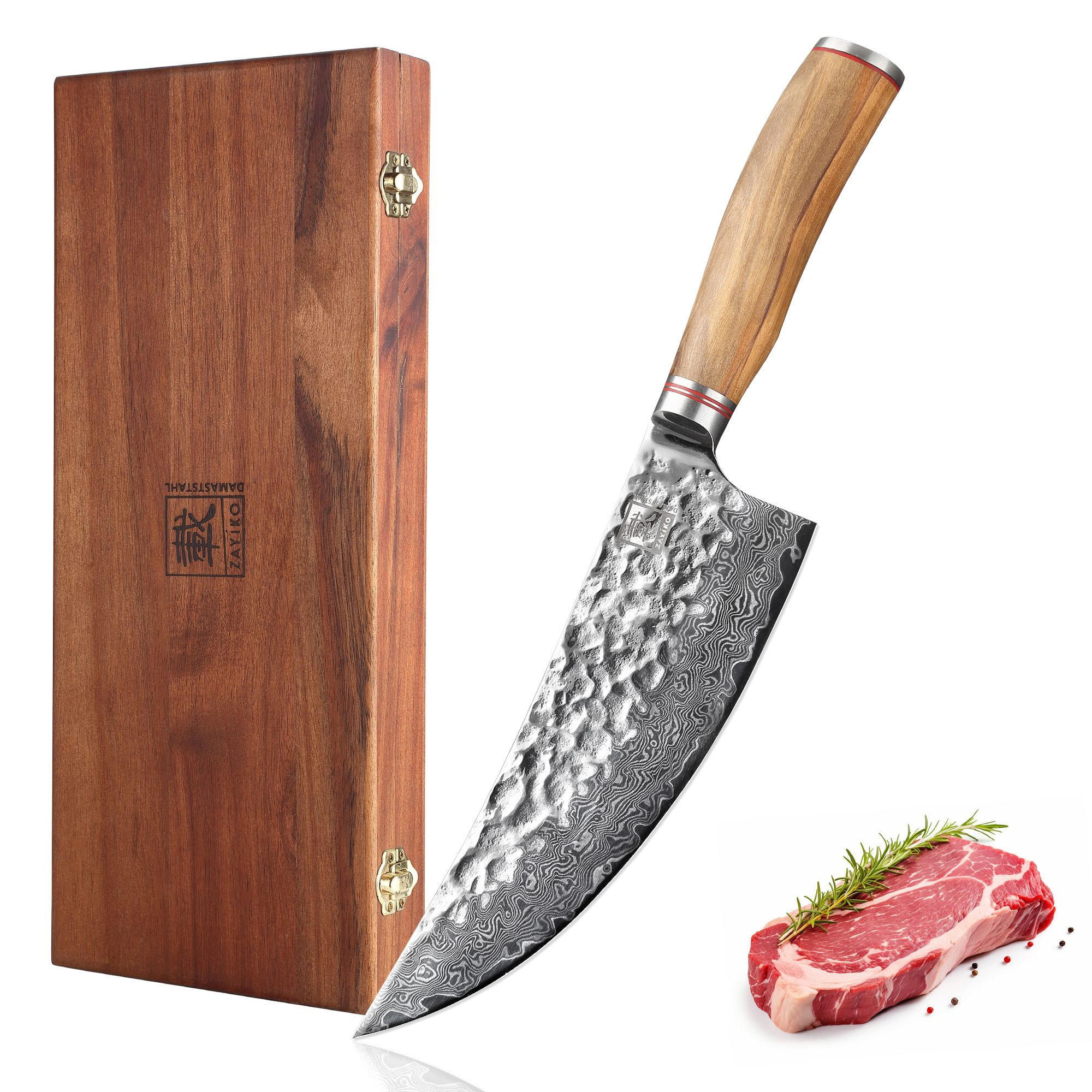 KOCHMESSER 20 cm - Braun, Holz/Metall (35cm) - Zayiko