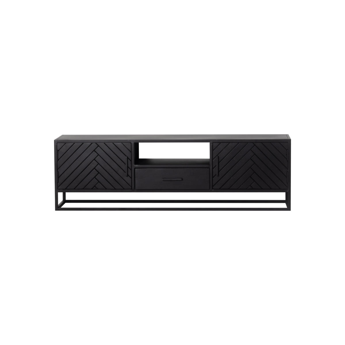 TV-SCHRANK Herringbone aus Mangoholz 165cm, schwarz - Schwarz, Metall (165/50/40cm) - Giga Meubel