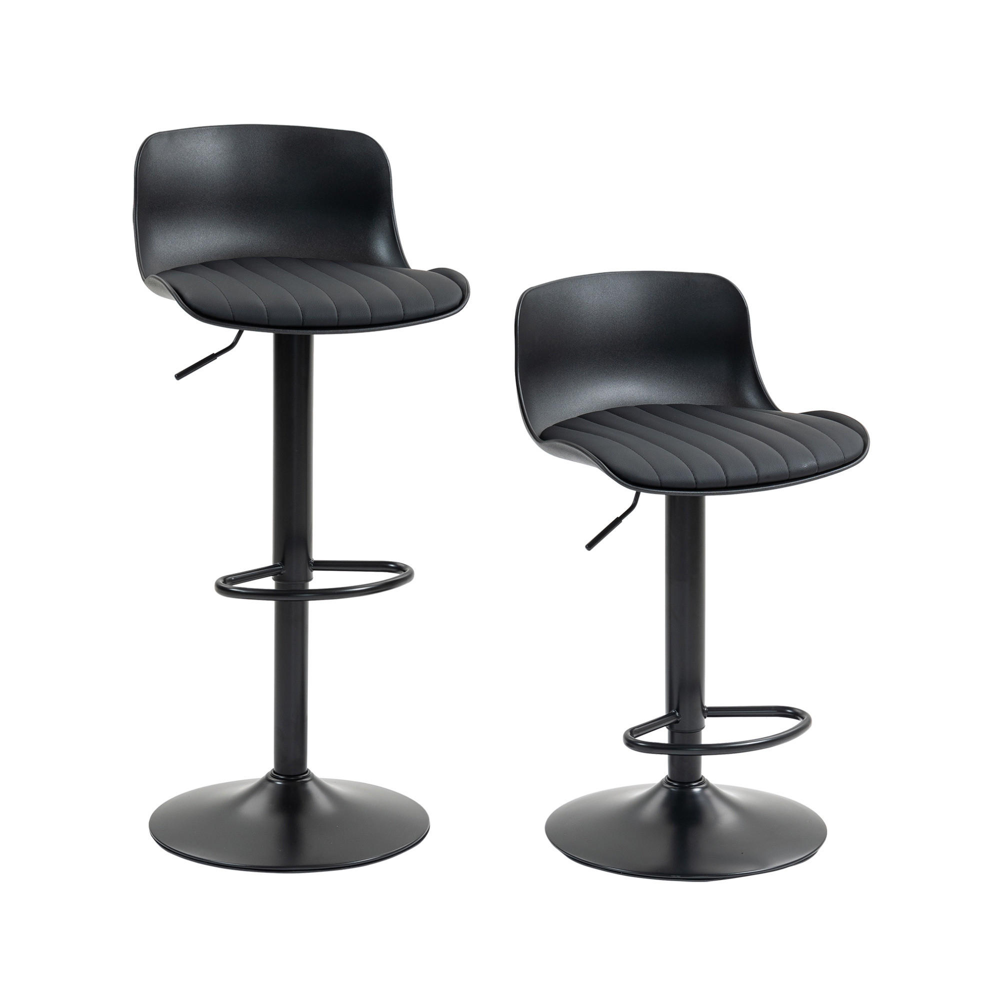 BARHOCKER 2er-Set höhenverstellbar drehbar Metall Black - Schwarz, Metall (44/80/43cm) - Meubliv