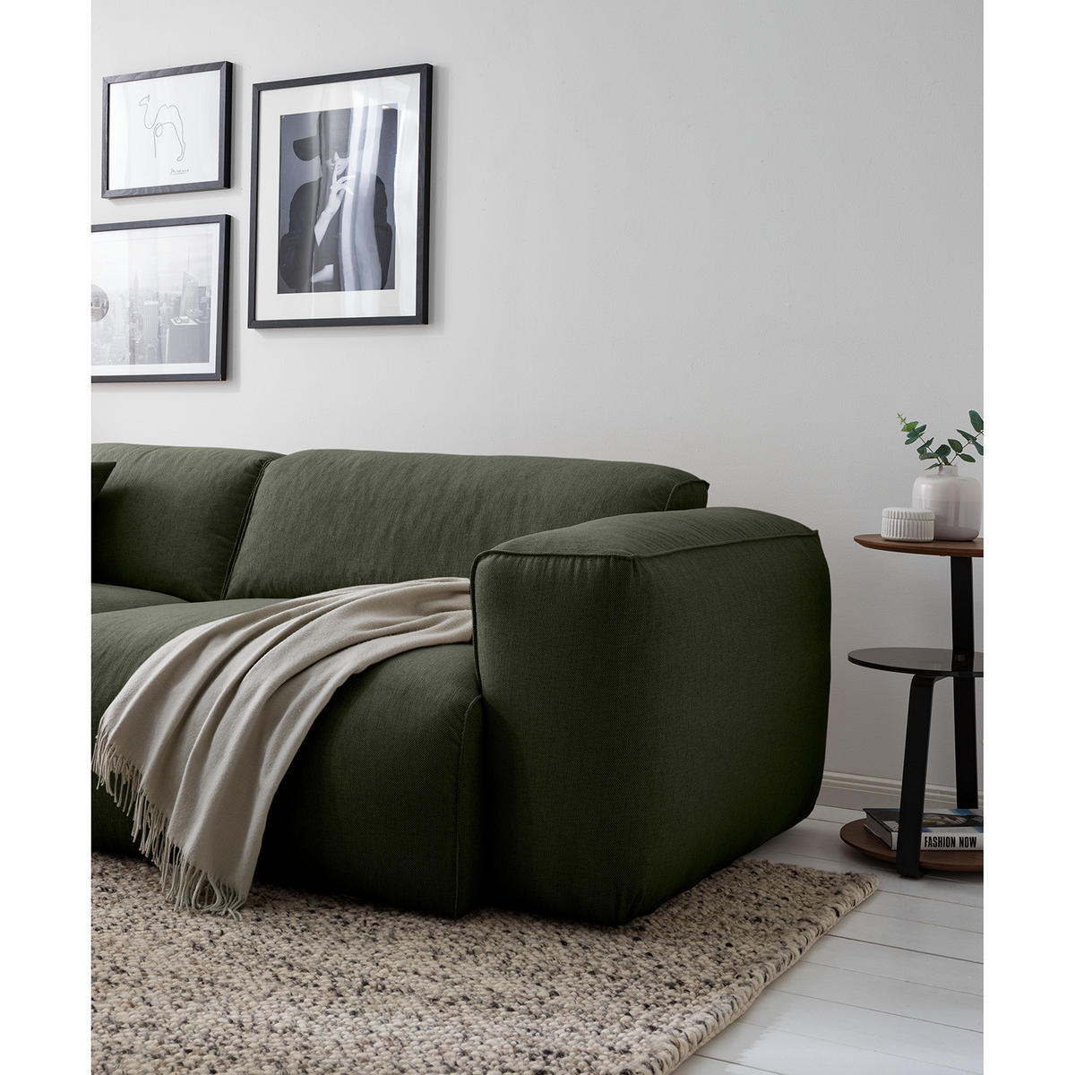 3-SITZER SOFA - Schwarz/Grau, Kunststoff/Textil (251/71/102cm) - home24
