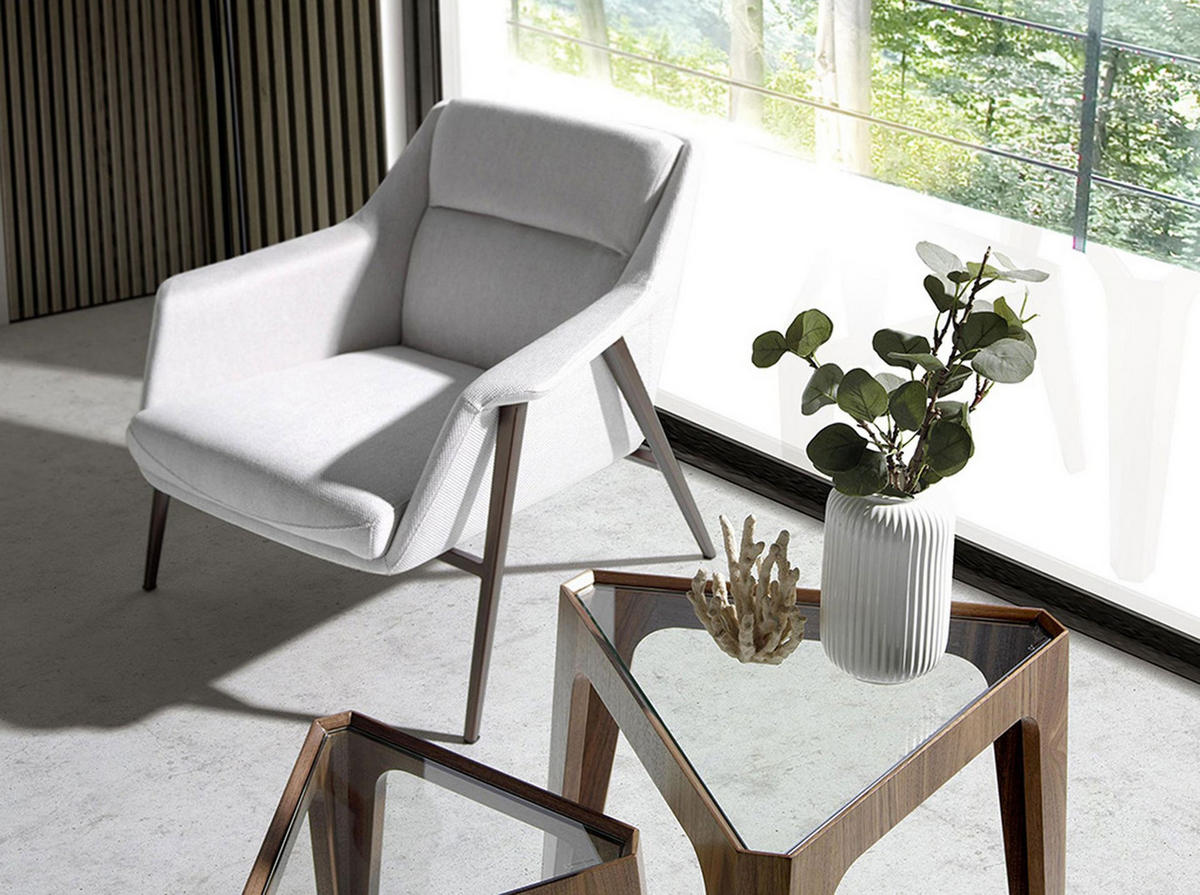 SESSEL Weißer Stoff 78/76/77 cm - Anthrazit/Weiß, Textil/Metall (78/77/76cm) - ANGEL CERDA