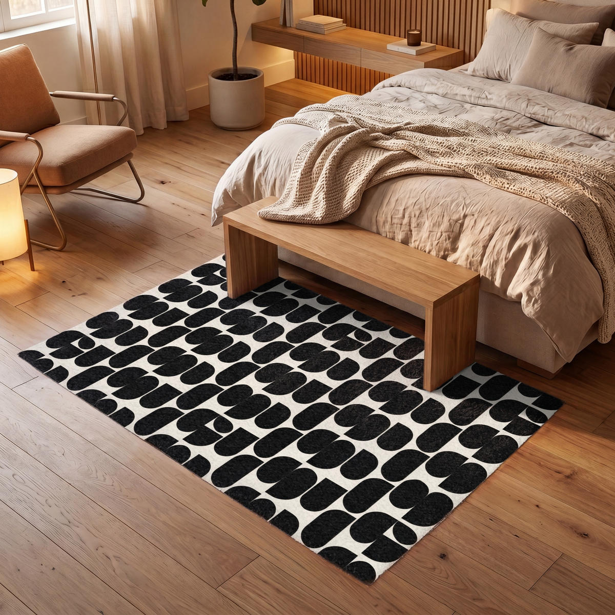 KOBERCE - Moderné - vzorované - čierne - 180x120 cm - čierna, textil/plast (180/0.4cm) - OnlyWow