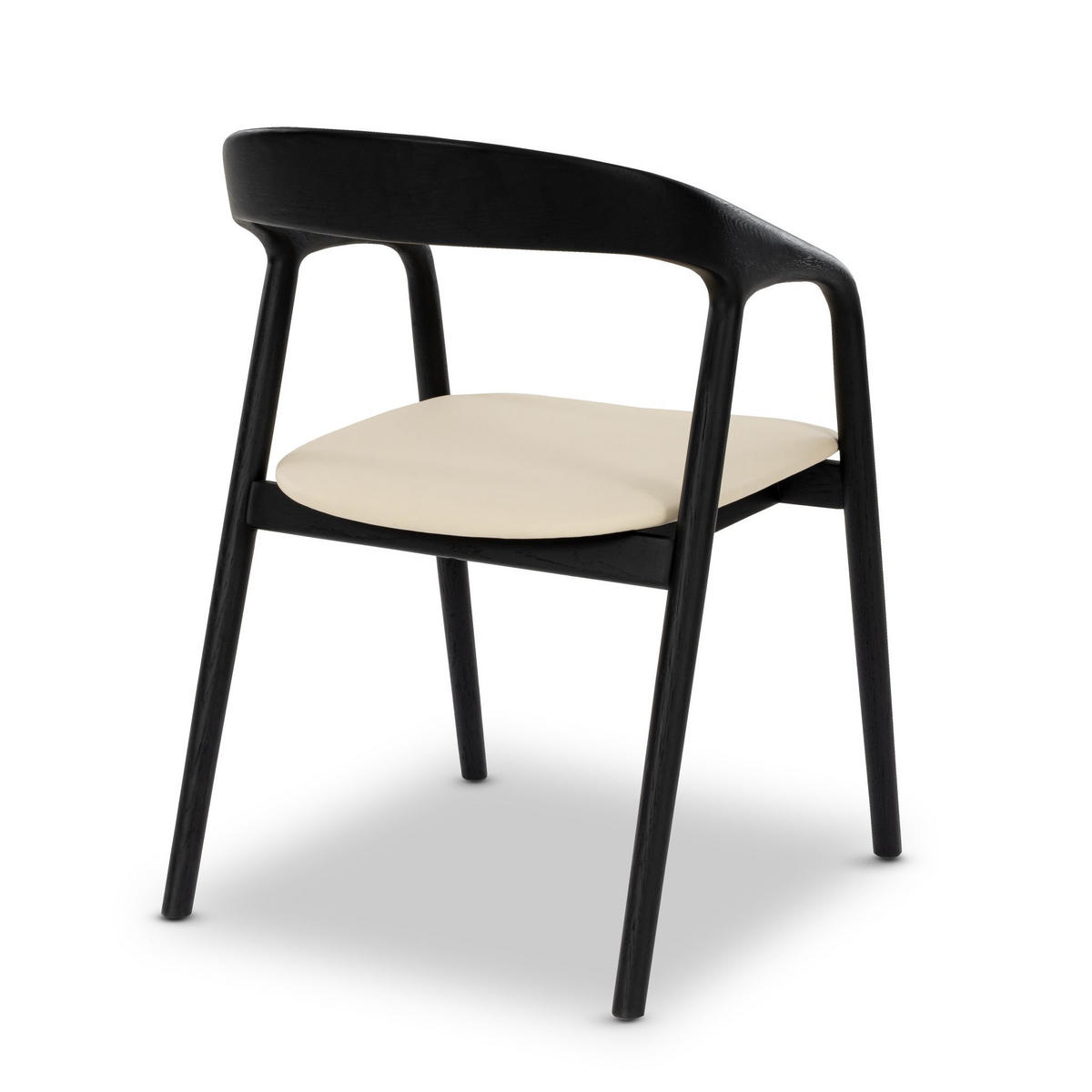 ESSZIMMERSTUHL Celeste, Schwarzes Eichenholz + beiger Stoff - Beige/Schwarz, Holz (55/80/61.5cm) - WOODEK