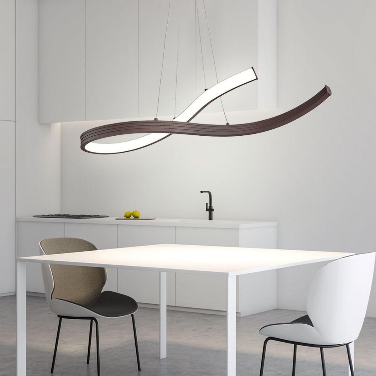 LED HÄNGELEUCHTE geschwungen Braun Rostoptik - Braun, Metall (90/29/160cm)