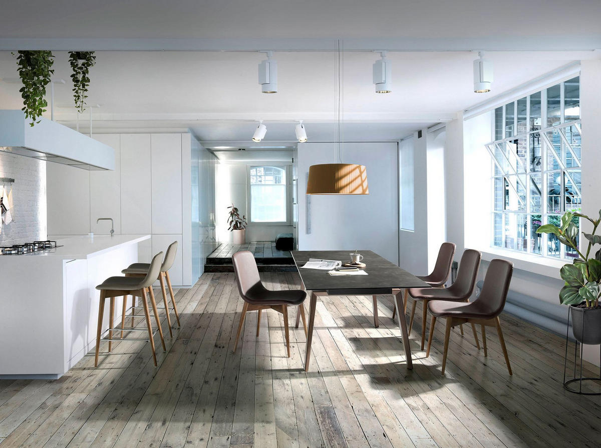 ESSTISCH Ausziehbarer Esstisch Rechteckig porzellanmarmor aus Walnuss 180/90/75 cm - Walnussfarben/Schwarz, Stein (90/180/75cm) - ANGEL CERDA