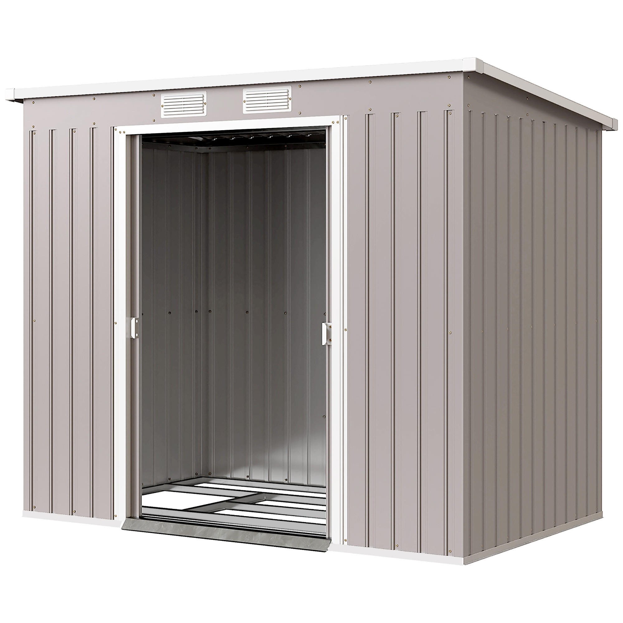 GERÄTESCHUPPEN DE-08136 mit Lüftungsfenstern & Schiebetüren Hellgrau - Hellgrau, Metall (213/172/130cm) - ComfortXL