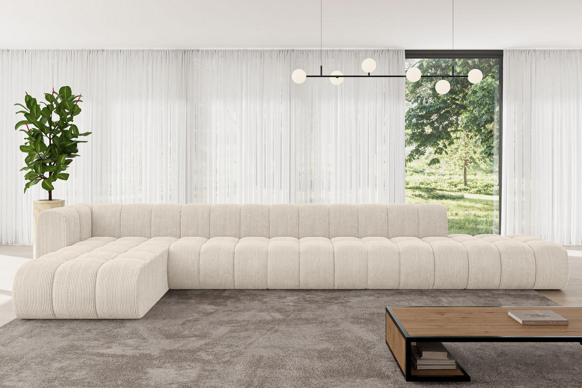 ECKSOFA modulares Sofa Zuvon-L3 - 478x177x70 cm Beige - Beige, Holzwerkstoff/Textil (478/177cm) - ALTDECOR