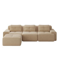 L-FÖRMIGES ECKSOFA Beige 293/177/69 cm 3-Sitzer Modular mit Ottoman und Cordstoff - Beige, Textil (293/177cm) - PANGIVO