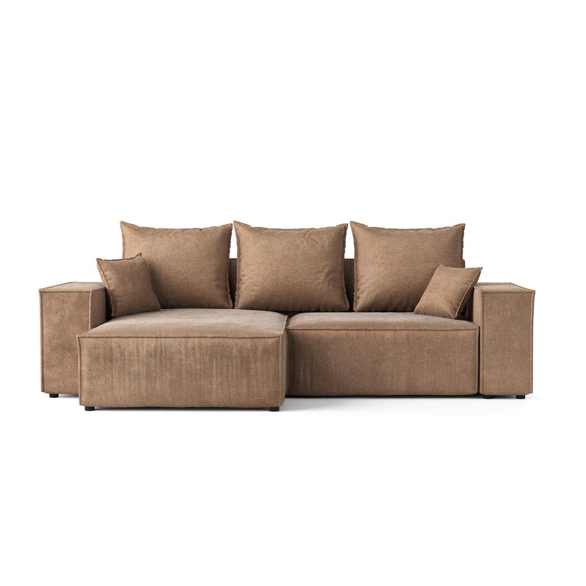 ROHOVÁ SEDAČKA SENSO, textil, Hnědá - černá/hnědá, dřevo/kompozitní dřevo (255/148cm) - AltaBeds