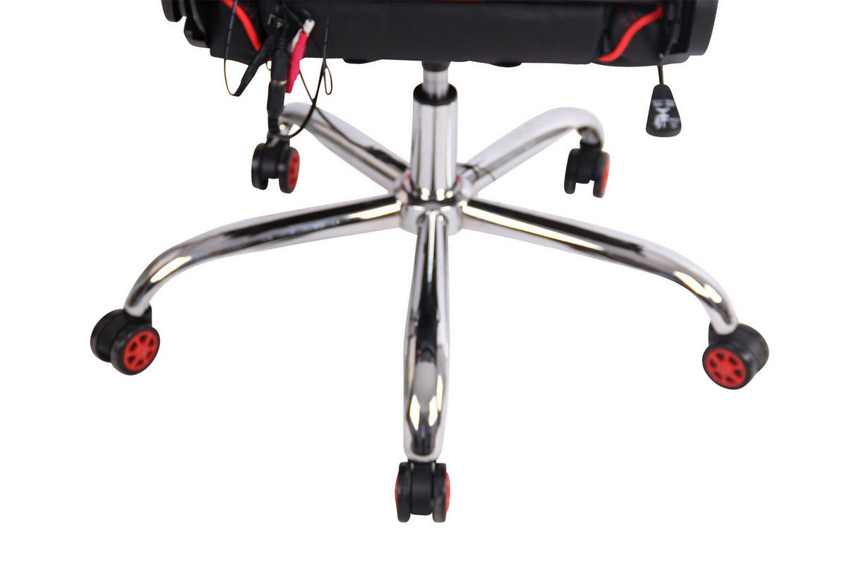 CHEFSESSEL Lederlook schwarz/rot - Rot/Schwarz, Textil/Metall (67/128/51cm) - CLP