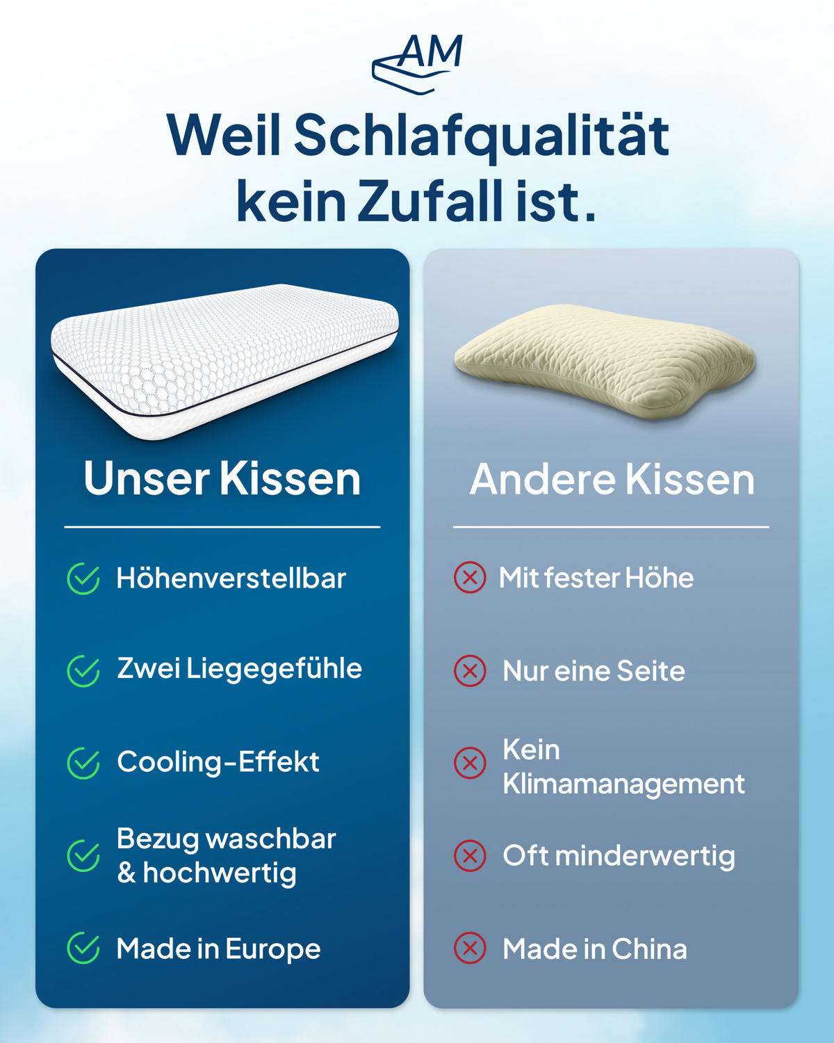 NACKENSTÜTZKISSEN höhenverstellbar - Weiß, Textil (60/35cm) - AM Qualitätsmatratzen