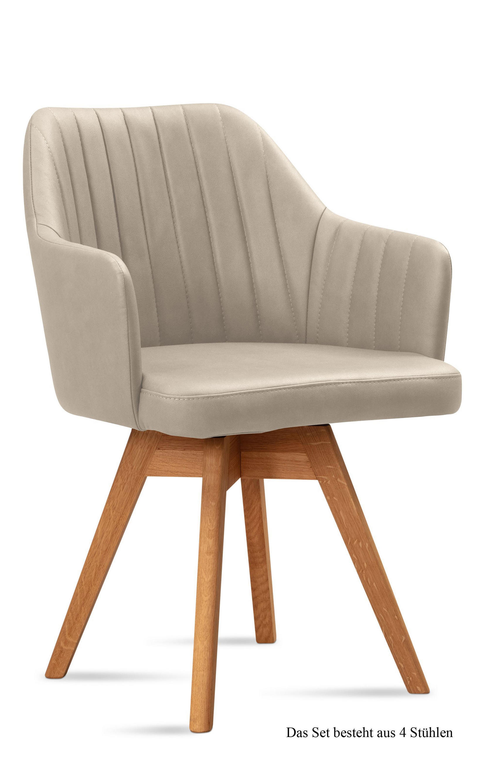 ARMLEHNSTUHL drehbar (4er-Set) Dotty 58x81x60 Eiche geölt/Natur - Eichefarben/Naturfarben, Kunststoff (60/81/58cm) - 58aufmkessel