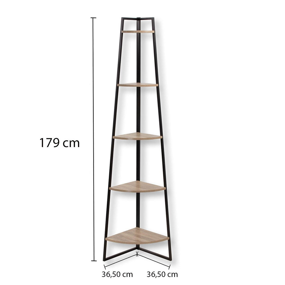 ECKREGAL mit 5 Etagen im Holzdekor H180 cm - Colorado - Schwarz, Holzwerkstoff (36/180/36cm) - Calicosy