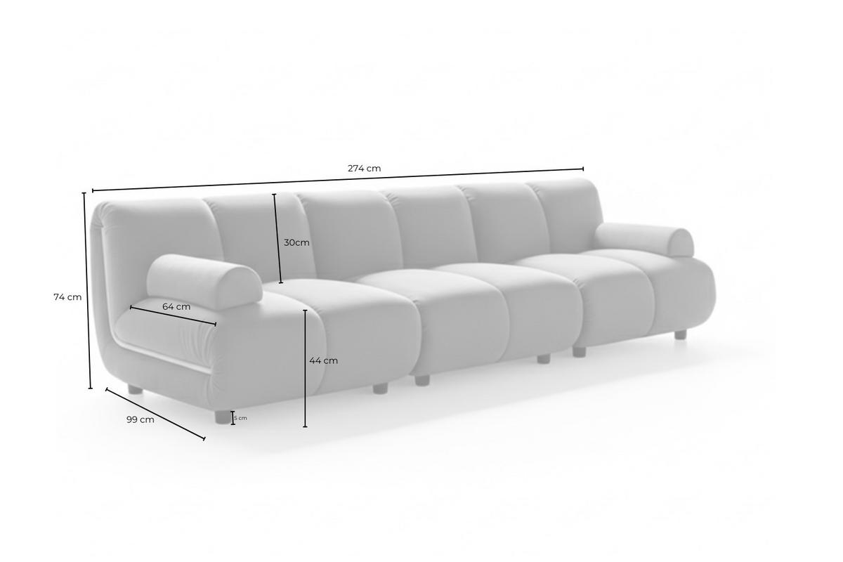 MODULSOFA LAYLA Gelb Velvet - Gelb/Schwarz, Buchenholz/Textil (274/74/99cm) - KAWOLA