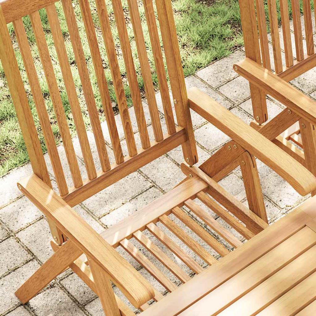 GARTENSTÜHLE 2er Set Klappbar Akazie Massivholz Braun - Naturfarben, Holz (69/111/57cm) - vidaXL