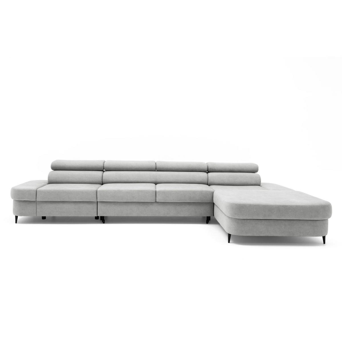 ECKSOFA JAZZ MAXI Rechts mit Schlaffunktion 125x195 Velours Grau - Schwarz/Grau, Holz/Textil (203/350cm) - Muffo